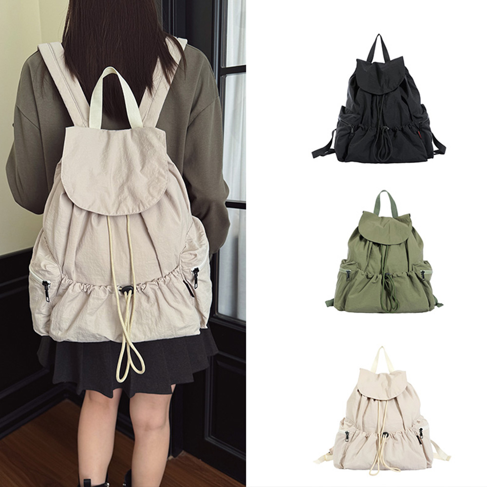 Canvas Backpack Casual - Rucksack mit Kordelzug, Nylon, mit gerafftem